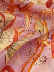 Monsoon Pink Isabella Floral Square Silk Scarf - Image 2 of 2