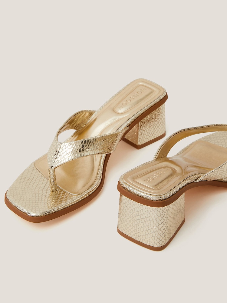 Monsoon Gold Tilly Toe Thong Mules - Image 3 of 3 Monsoon Gold Tilly Toe Thong Mules - Image 3 of 3