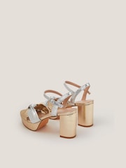 Monsoon Gold Sophie Mixed Metallic Platform Heels - Image 2 of 3