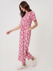 Threadbare Drawstring Waist Side Split Cotton Jersey Midi Dress - Image 1 of 4