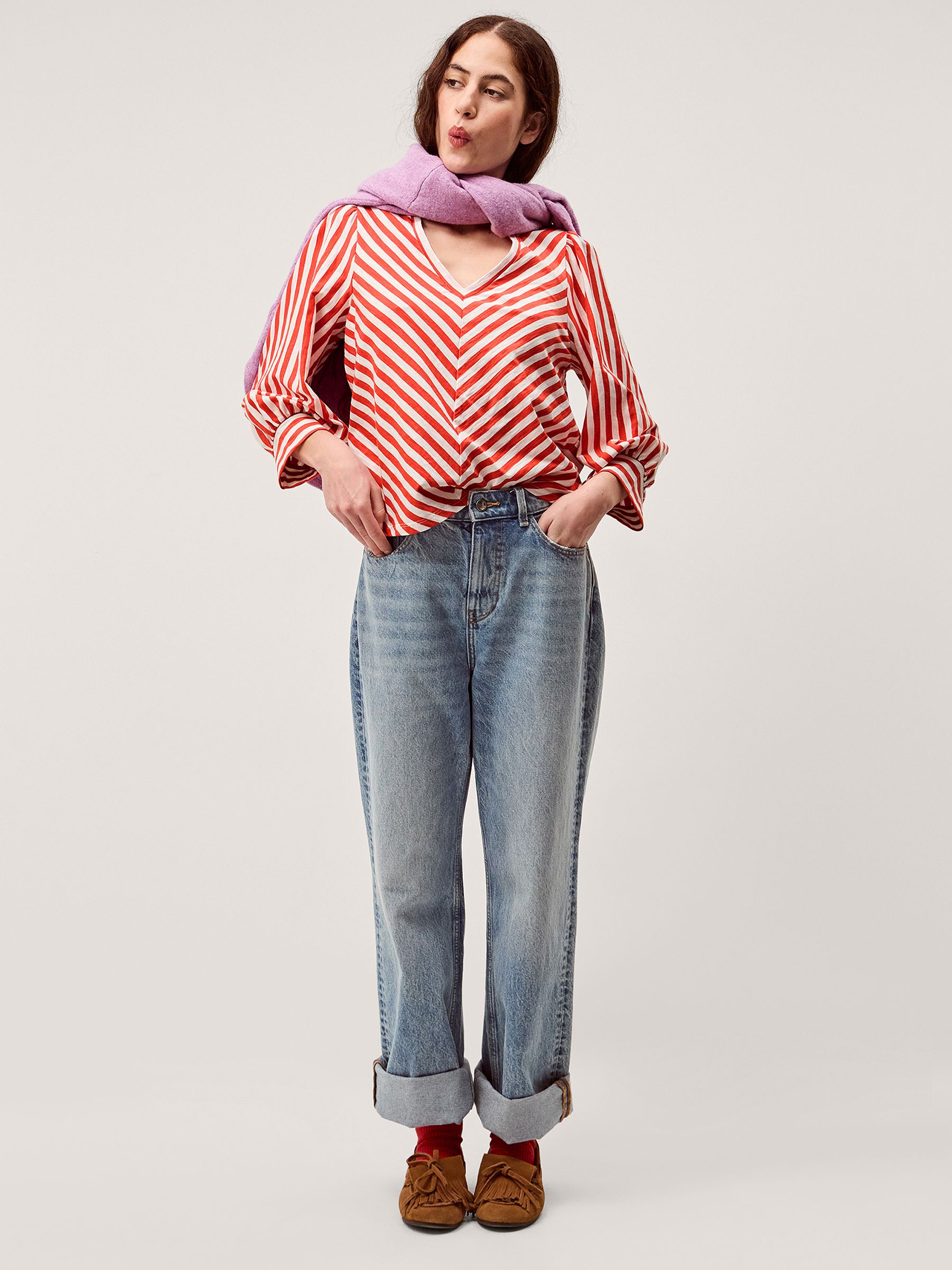 Buy Monsoon Pink Shayla V-Neck Stripe Jersey Top from Next USA