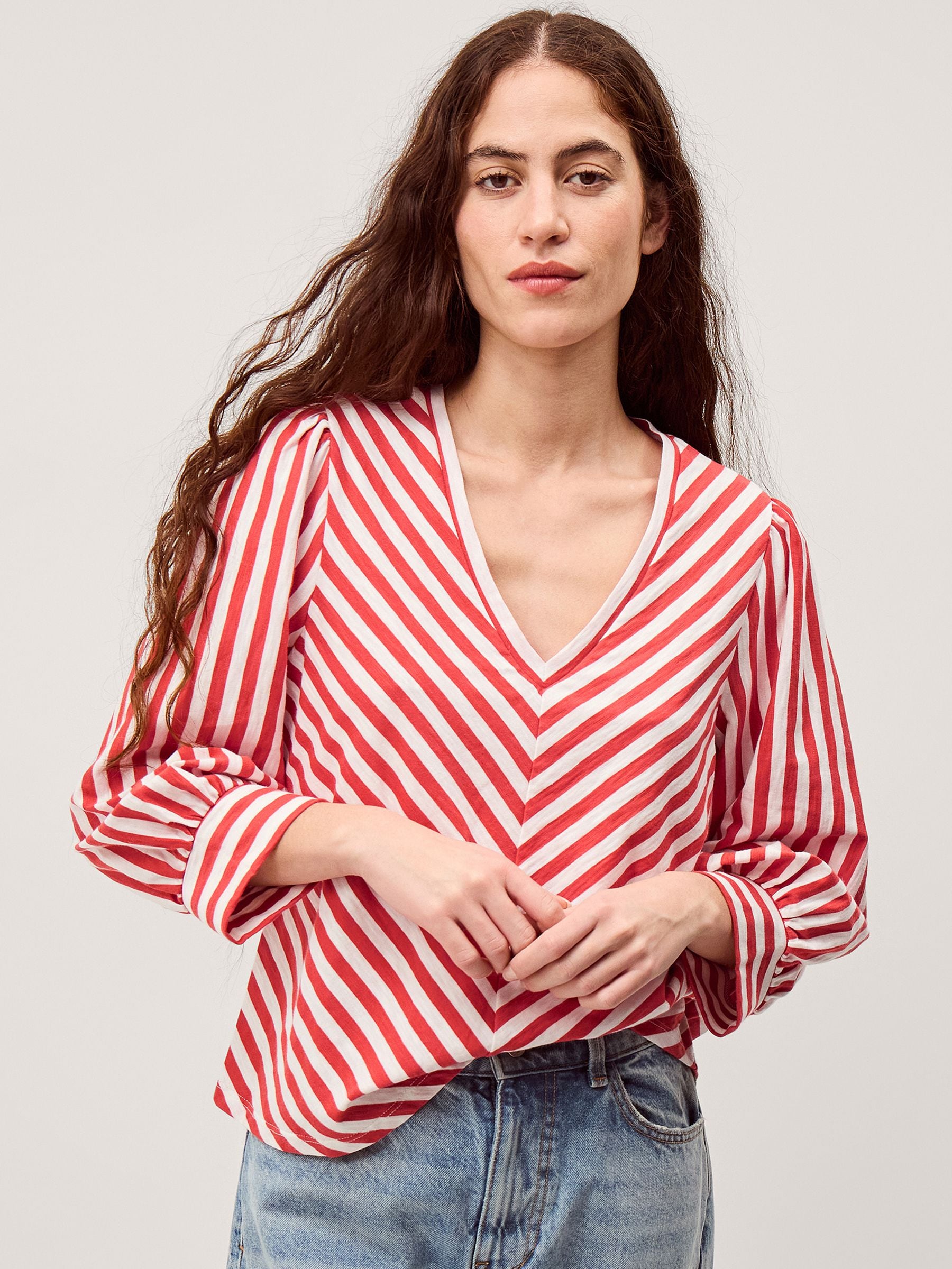Buy Monsoon Pink Shayla V-Neck Stripe Jersey Top from Next USA
