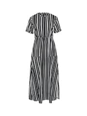 Threadbare Stripey Crew Neck Jersey Midi 100% Cotton Dress With Patch Pockets - Image 5 of 5