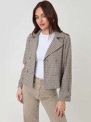 Threadbare Check Faux Wool Cropped Jacket - Bild 1 von 5