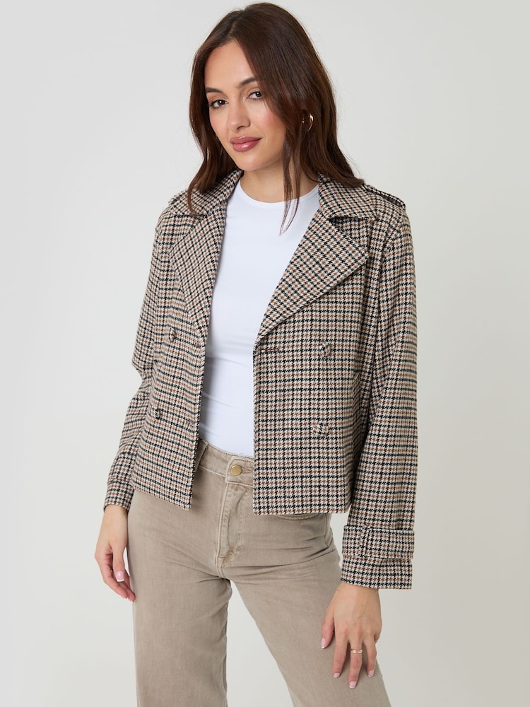 Threadbare Check Faux Wool Cropped Jacket - Bild 1 von 5