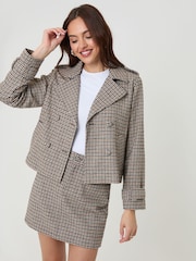Threadbare Check Faux Wool Cropped Jacket - Bild 5 von 5