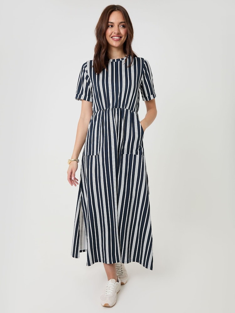 Threadbare Black Crew Neck Jersey Midi Dresses with Patch Pockets 2 Pack - Image 2 of 6