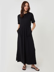 Threadbare Black Crew Neck Jersey Midi Dresses with Patch Pockets 2 Pack - Image 3 of 6