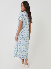 Threadbare White Petite Jersey Midi Smock Dress with Pockets - Image 4 of 4