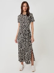Threadbare Animal Tie Front Side Split Cotton Jersey Midi Dress - Image 1 of 4
