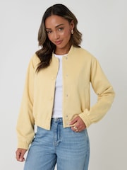 Threadbare Yellow Faux Suede Bomber Jacket - Image 1 of 4