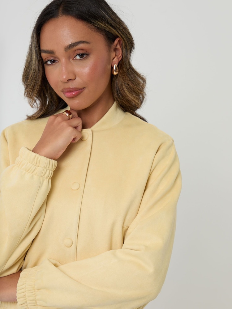 Threadbare Yellow Faux Suede Bomber Jacket - Image 4 of 4
