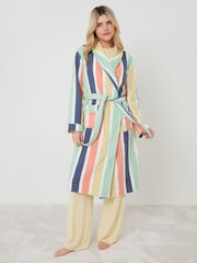 Pastel rayé - Robe de chambre mi-longue Threadbare Towelling - Image 1 de 4