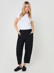 Threadbare Black Linen Blend Pocket Detail Barrel Leg Trousers - Image 1 of 5