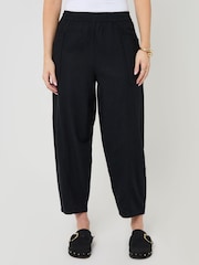 Threadbare Black Linen Blend Pocket Detail Barrel Leg Trousers - Image 3 of 5