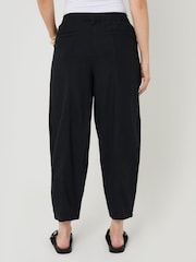 Threadbare Black Linen Blend Pocket Detail Barrel Leg Trousers - Image 4 of 5
