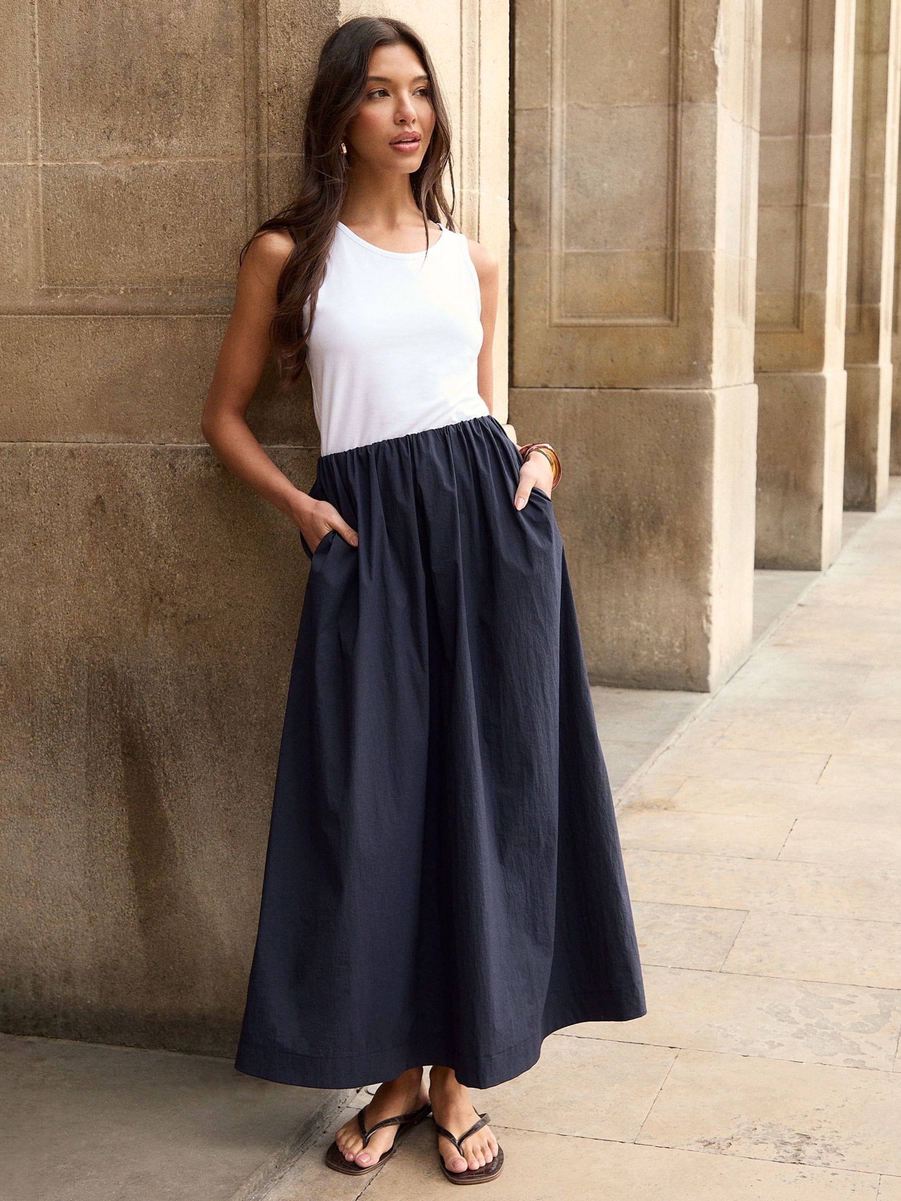 Buy Threadbare Blue Gathered Waist Maxi Skirt from the Next UK