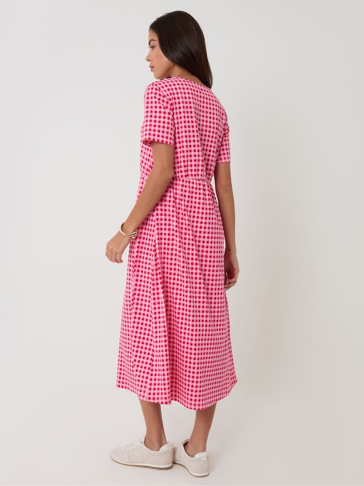 gingham midi dress pink red Bright Side Smocked Gingham Maxi Dress Curves Impressions Online Boutique