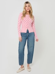 Threadbare Pink Polka Dot Compact Knitted Cardigan - Image 3 of 4