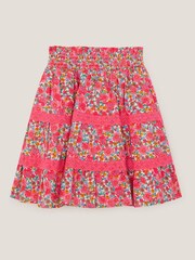 Monsoon Pink Floral Print Tiered Skirt - Image 1 of 3