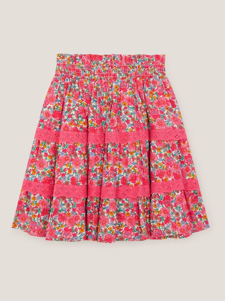 Monsoon Pink Floral Print Tiered Skirt - Image 2 of 3 Monsoon Pink Floral Print Tiered Skirt - Image 2 of 3