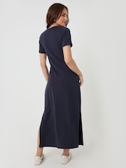 Blau - Threadbare Tie Front Side Split Cotton Jersey Midi Dress - Bild 5 von 5