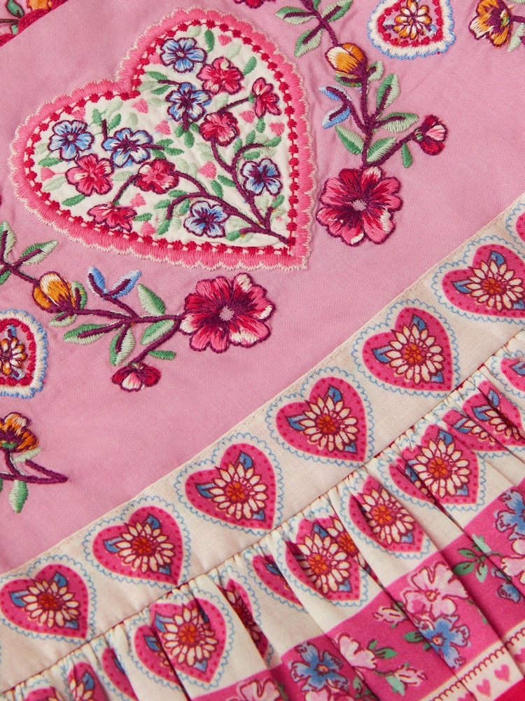 Monsoon Pink Baby Heart Embroidered Floral Print Dress - Image 3 of 3