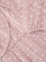 Monsoon Pink Bow Print Party Dress & Jacket Set - Image 3 of 3