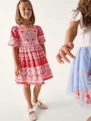 Monsoon Heart Embroidered Floral Print Dress - Imaginea 1 din 4