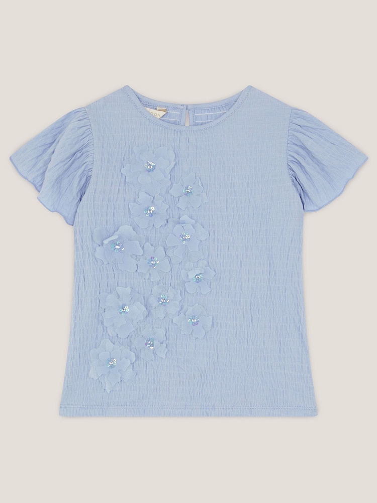 Monsoon Blue Embellished Floral Appliqué Top - Image 2 of 4