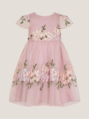 Monsoon Baby Floral Embroidered Organza Party Dress - Image 1 of 3