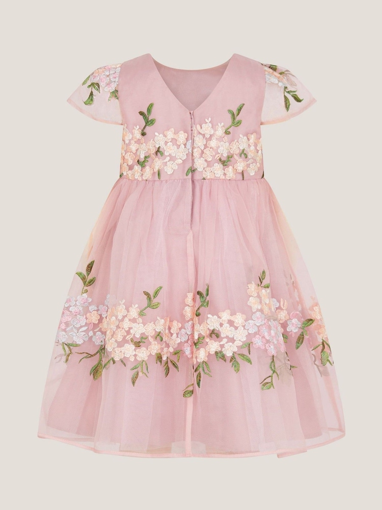 Monsoon Baby Floral Embroidered Organza Party Dress - Image 2 of 3