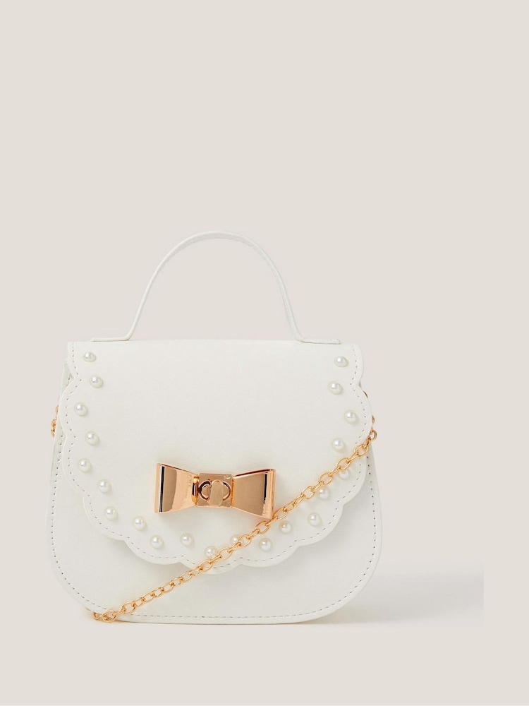 Monsoon White Scallop Pearl Twist Lock Bag - Image 1 of 4
