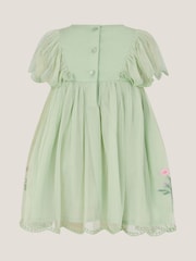 Monsoon Green Baby Floral Embroidered Tulle Dress - Image 2 of 3