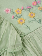 Monsoon Green Baby Floral Embroidered Tulle Dress - Image 3 of 3