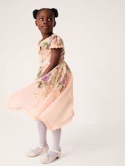 Monsoon Orange Alma Floral Print Bow Dress - Image 1 of 4