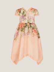 Monsoon Orange Alma Floral Print Bow Dress - Image 3 of 4