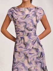 Jolie Moi Purple Asymmetric Draped Mesh Maxi Dress - Image 6 of 8