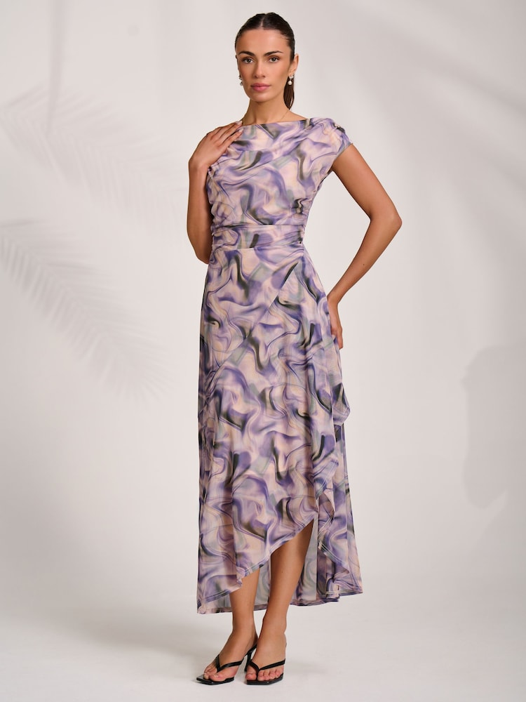purple mesh dress Heatwave Maxi enforced plunge neckline and rounded straps that flow into a sexy lace Violet Victorian Mesh Maxi Dress