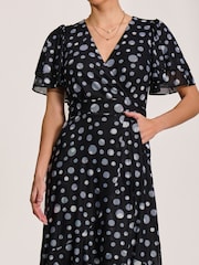 Jolie Moi Black Angel Sleeve Mesh Maxi Dress - Image 3 of 6