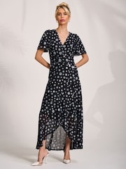 Jolie Moi Black Angel Sleeve Mesh Maxi Dress - Image 5 of 6