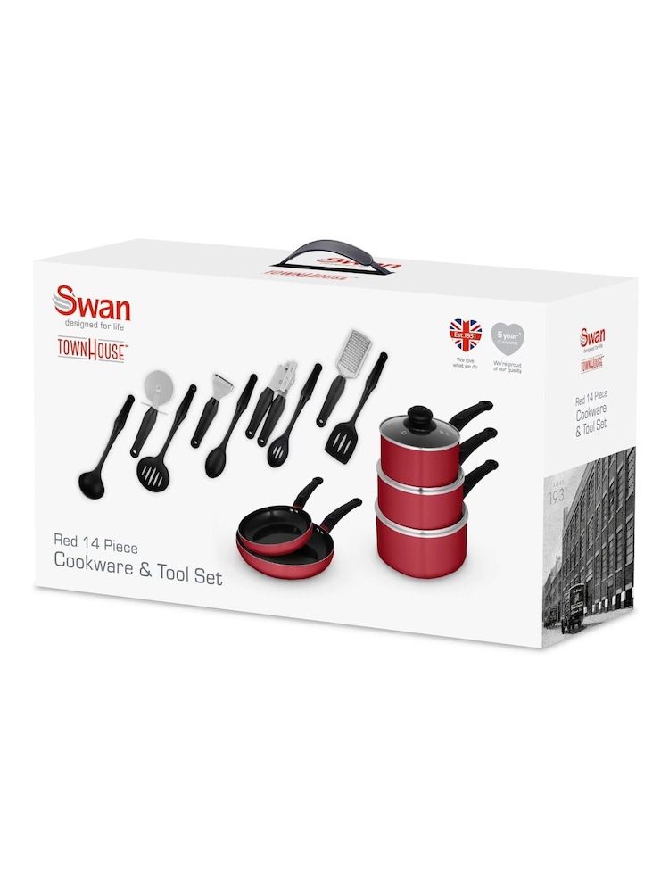 Swan Red Townhouse Cookware and Tool Set 14 Piece - Image 3 of 3