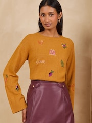 Love & Roses Gardening Broderi Detalj Rund hals Strikket Genser - Bilde 1 av 4