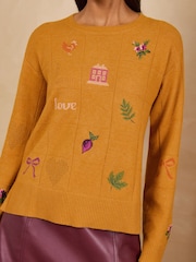 Love & Roses Gardening Broderi Detalj Rund hals Strikket Genser - Bilde 2 av 4