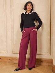 Love & Roses Black Ruffled Collar Long Sleeve Knitted Top - Image 3 of 5
