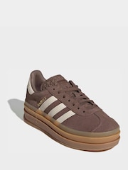 adidas Originals Brown/White Gazelle Bold Junior Trainers - Image 1 of 8