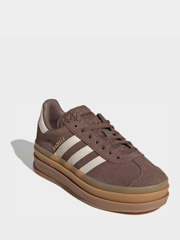 adidas Originals Brown/White Gazelle Bold Junior Trainers - Image 1 of 8 adidas Originals Brown/White Gazelle Bold Junior Trainers - Image 1 of 8