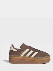 adidas Originals Brown/White Gazelle Bold Junior Trainers - Image 2 of 8