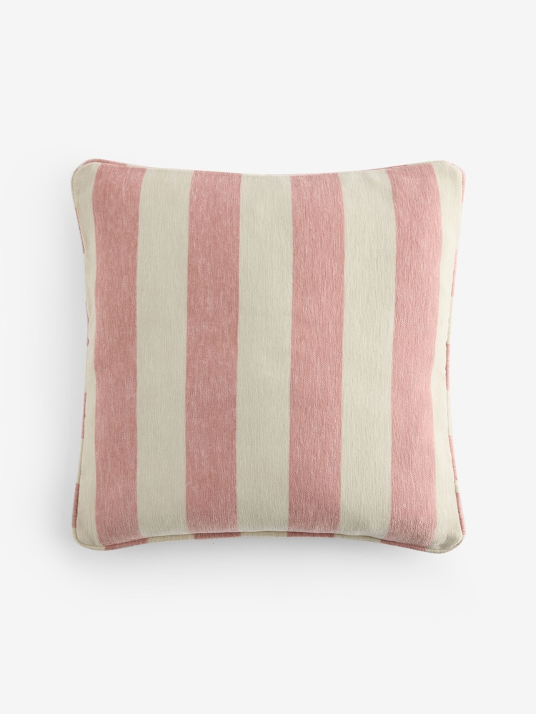 Light Pink 50 x 50cm Chenille Stripe Cushion - Image 1 of 2 Light Pink 50 x 50cm Chenille Stripe Cushion - Image 1 of 2