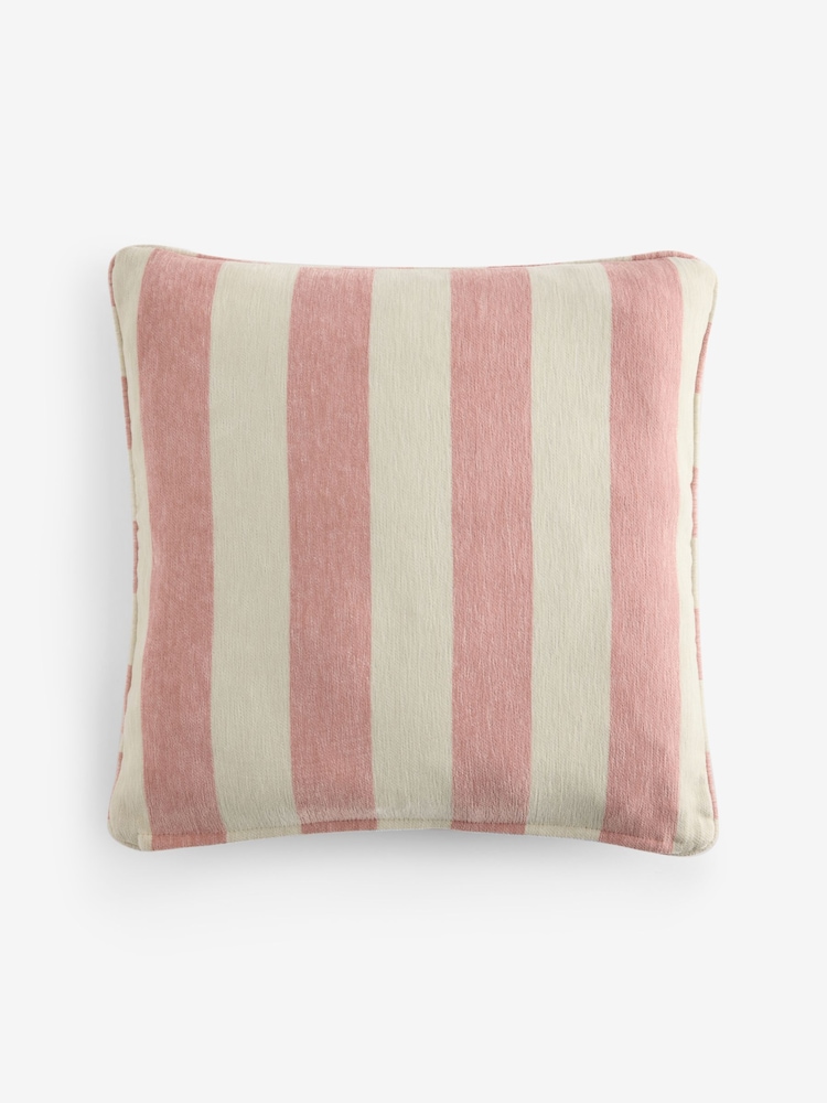 Light Pink 50 x 50cm Chenille Stripe Cushion - Image 5 of 5 Light Pink 50 x 50cm Chenille Stripe Cushion - Image 5 of 5